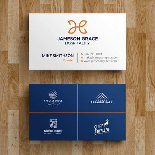 Design Create a modern and clean business card for a parent company with 4 subsidiaries por Roni_