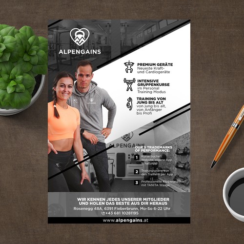 a5 poster design for special gym in the mountains / Community & Training... Design by ektadevesh