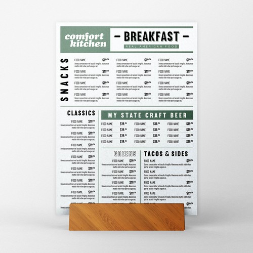 Designs Design a cool new menu for a breakfast & lunch spot in