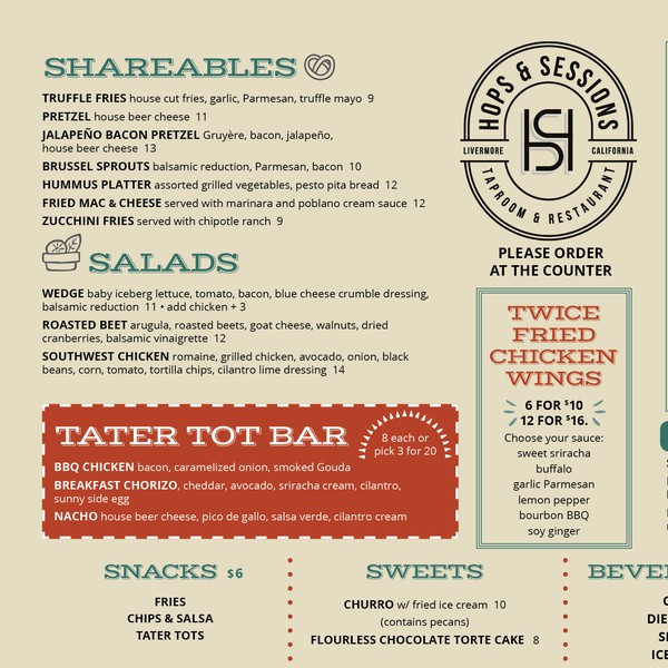 Hipster style placemat menu