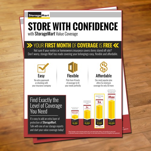 International Use StorageMart Value Coverage Flyer Postcard, flyer or