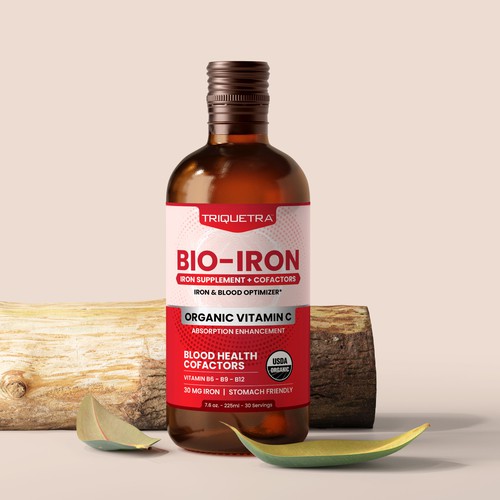 BioIron - Liquid Iron Supplement Front of Label Design Design by Bee Man