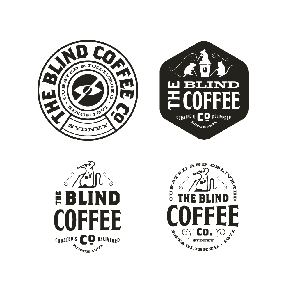 Coffee bean logo with the title 'The Blind Coffee Co.'