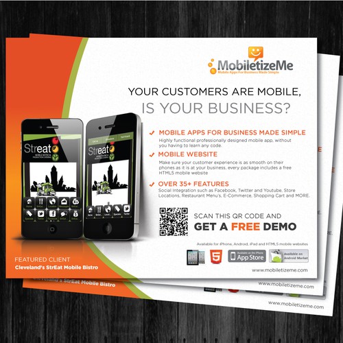New postcard or flyer wanted for MobiletizeMe - Mobile Apps For Business Made "Simple" (or "Easy") (whichever fits) Design von rumster