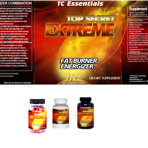 top secret extreme fat burner label design Logo design contest