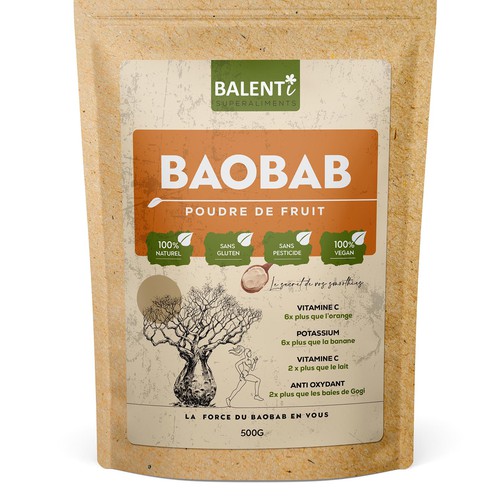 Looking for a calm and powerful packaging for our baobab powder. Design by ✝DeSiGnEr✝JOHN