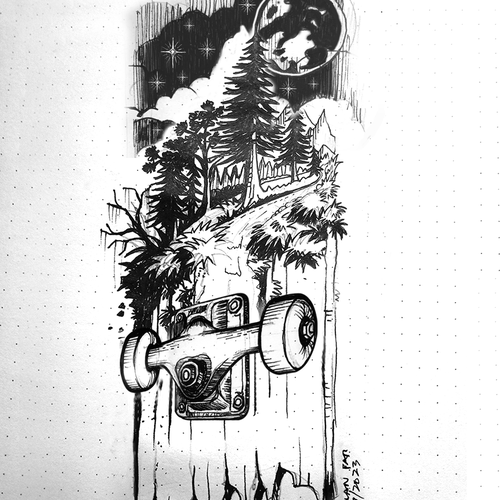 Skateboard Tattoo Design by Armand Par