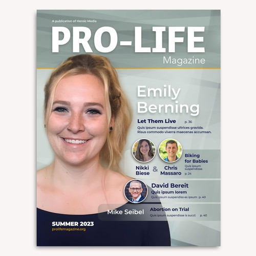 Magazine Cover for Pro-Life Non-Profit Réalisé par cwitzke