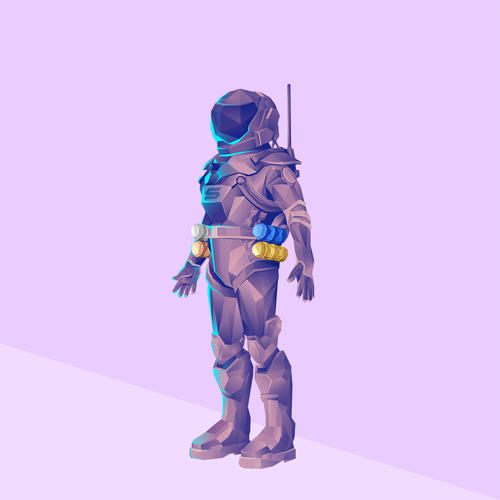 Statellite needs a futuristic low poly astronaut brand mascot! デザイン by Terwèlu