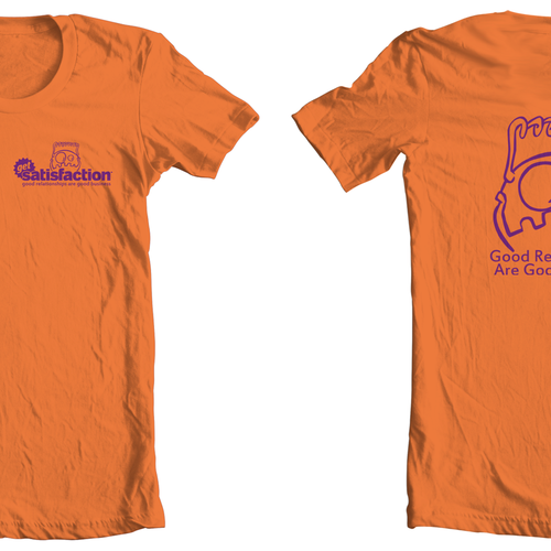 We are Get Satisfaction. We need a new company t shirt! HALP! Diseño de Clandestine Design