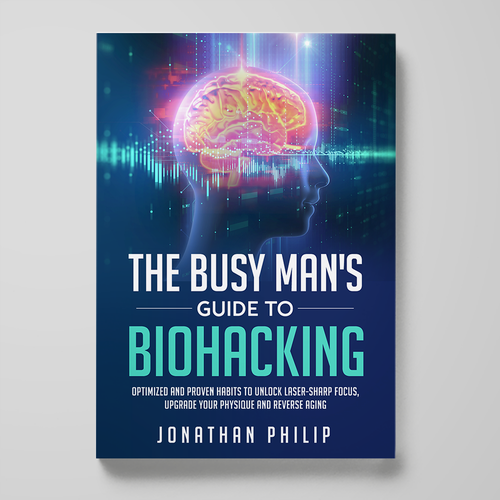 Exciting and unique book cover for mind, body, spirit and health optimization that appeals to men Design by Nitsua