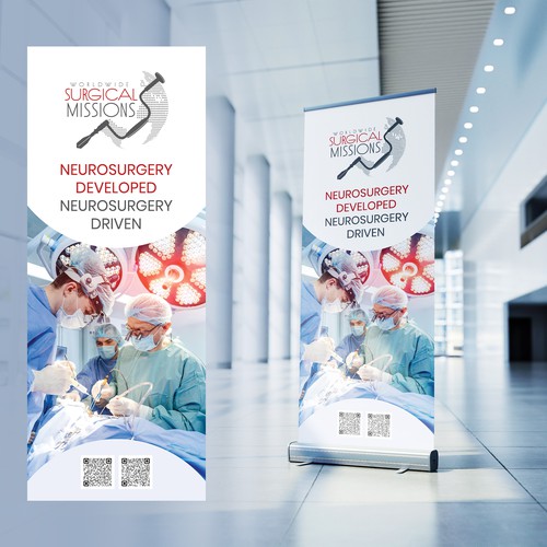 Surgical Non-Profit needs two 33x84in retractable banners for exhibitions Design by LSG Design