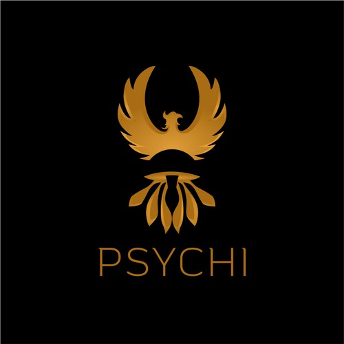 Psychi - a golden Phoenix and wild psilocybin mushrooms Design réalisé par NyantoSani