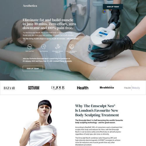 Landing Page For Aesthetic Clinic Launch Day Event Design by Pixel Creators