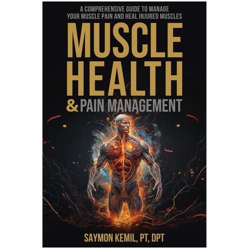 Book cover with a drawing images of the human anatomy combining muscles and bone structure. Design by johnny_an