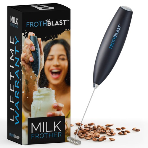 "Design a BOX design for MILK FROTHER  product" Design by interaksi