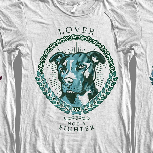 Design by iamvaughn13 titled "Artistic Hi-End Look Pit Bull Shirt That Shows Them As Loving Family Pets"