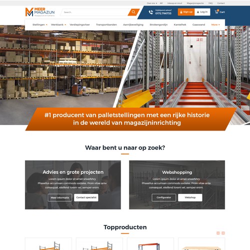 Creative website templates for a leading pallet racks company_ Meermagazijn Design by Aj3664