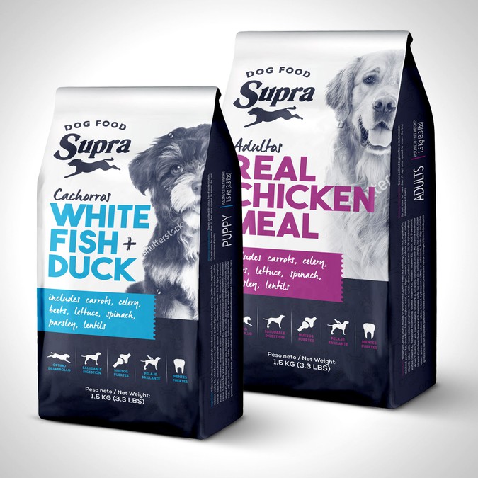 Give a new, modern and fresh look for dog food packaging. Product