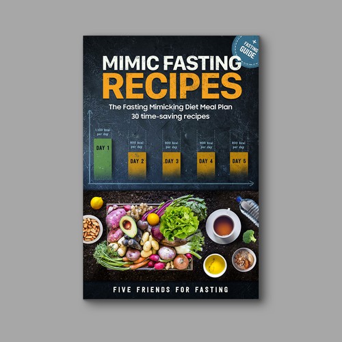 Design a fancy cover+basic layout for an e-book-based recipe book for the new fasting technique FMD Réalisé par 3dicon