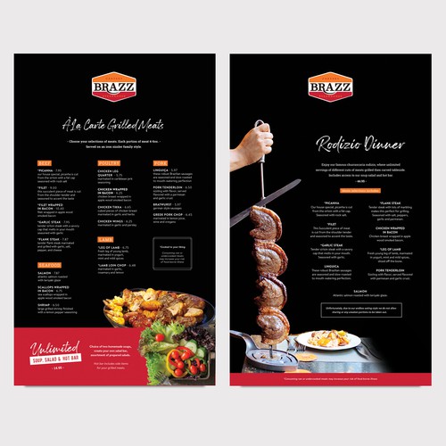 Designs | Design a New Menu Concept for a Brazilian Steakhouse | Menu ...