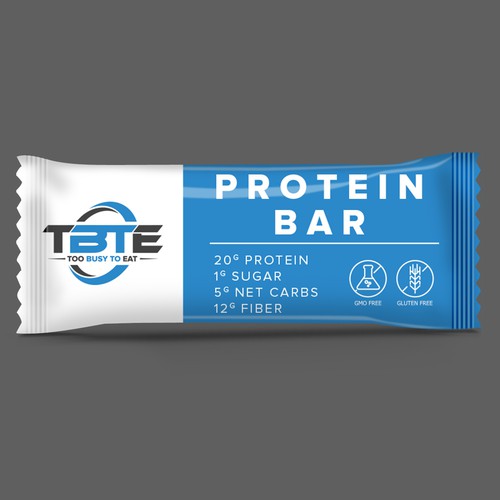 Design a unique protein bar wrapper for Too Busy To Eat Design by MMX