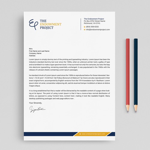 Clean, simple note design, The Endowment Project Design by prosenjit_P
