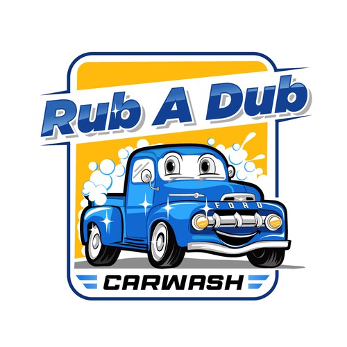 A funny logo for a tunnel carwash. Colorful. Design by Gula Jawa