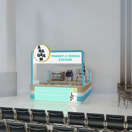 Design a 3D render for food serving kiosk Diseño de Gaeah