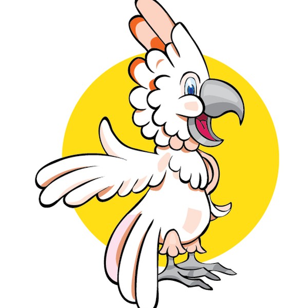Create a cute, playful, very smart Cockatoo mascot for FunLists.com!