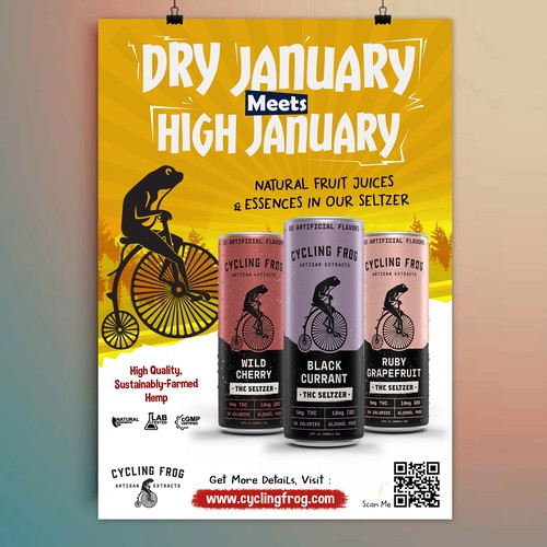 Create a 'Dry January meets High January' poster.  Have Fun, Be Creative, Open to all suggestions. Design by 123Graphics