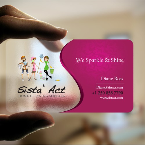 Create a unique business card for 3 sisters cleaning ...