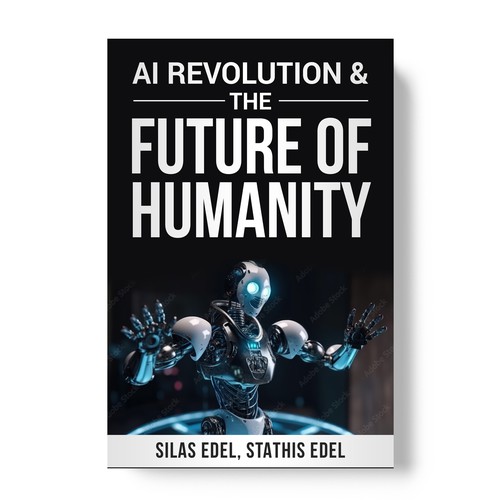 Futuristic AI Book Cover - AI vs Humans/Dark Design by TopHills