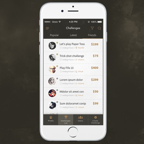Challenge App Design by Ennomany