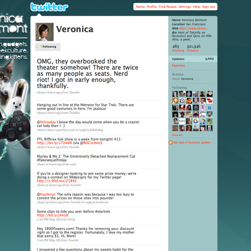 Twitter Background for Veronica Belmont Design by ben.warmuth