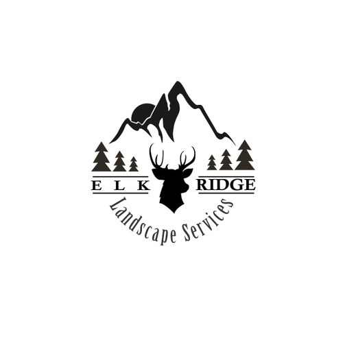 Elk logo with brush in its antlers - for Elk Ridge Landscape Services ...