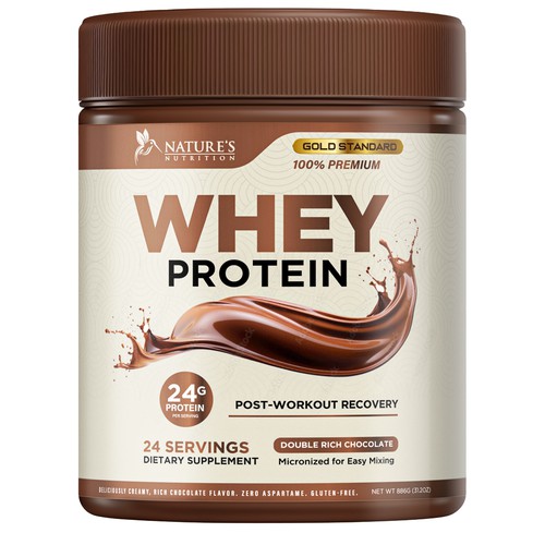 Tasty Whey Protein Chocolate Design Needed for Nature's Nutrition Design réalisé par Davi Giolo ★