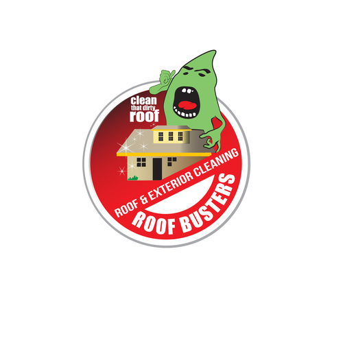 Roof Busters - Roof and Exterior Cleaning logo with a Ghost Busters Theme Design by Good Lady2