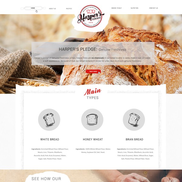 Web Design for bread company