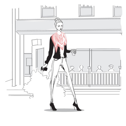 Series of mini "Ways to Wear" fashion illustrations for Women's Luxury Shawl Brand Design por damuhra