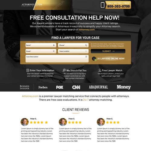 Design a Landing Page for Attorney.com Design by Atul-Arts