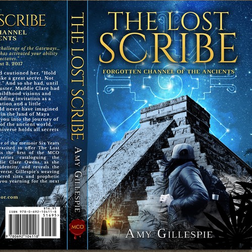 Dynamic Book Cover for Adventure Fiction Series,  at forgotten sacred sites (crediting illustrator) Design by Sanaga Designs