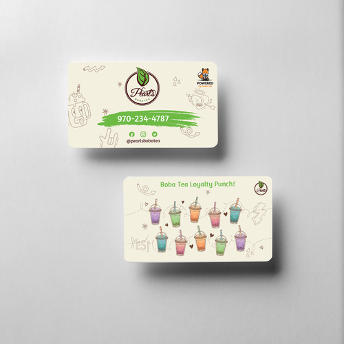 Need New Business Cards for Pearl's Boba Tea business!!! Design by CreativeCreta