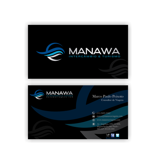 Please create a great Business Card design for travel agency Manawa! Design by Parth Soni