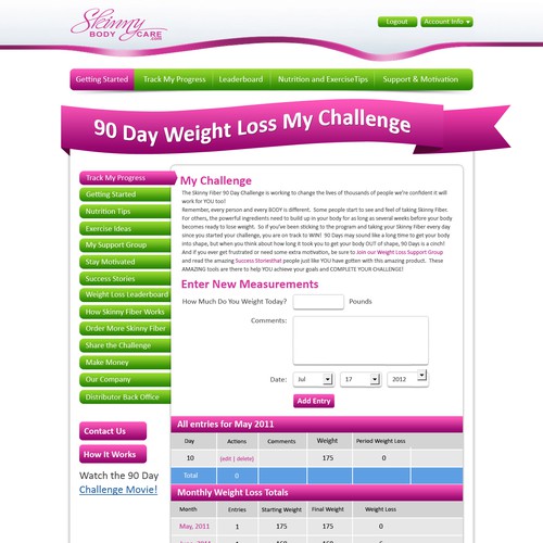 Create the next website design for Skinny Fiber 90 Day Weight Loss Challenge デザイン by N-Company