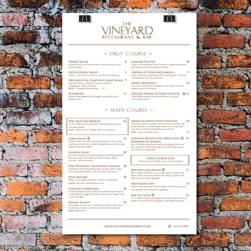 Menu for established restaurant and bar Design by Ings