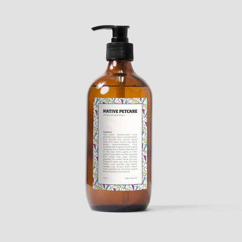 Create a clean, label for Native Petcare, an all-natural dog shampoo! Design by Christian Bjurinder