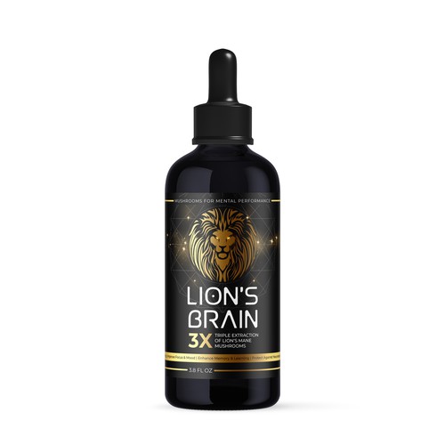 Lion's Mane Mushroom Tincture Bottle - Label Design Design by gs-designs