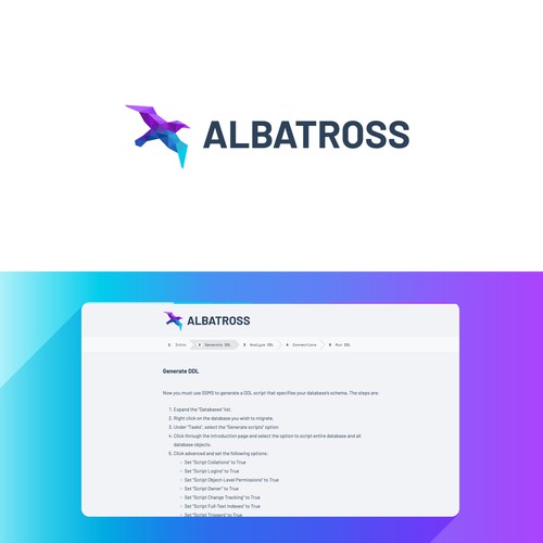 Create a logo for Albatross, a database migration tool. Design by eshtiyak™