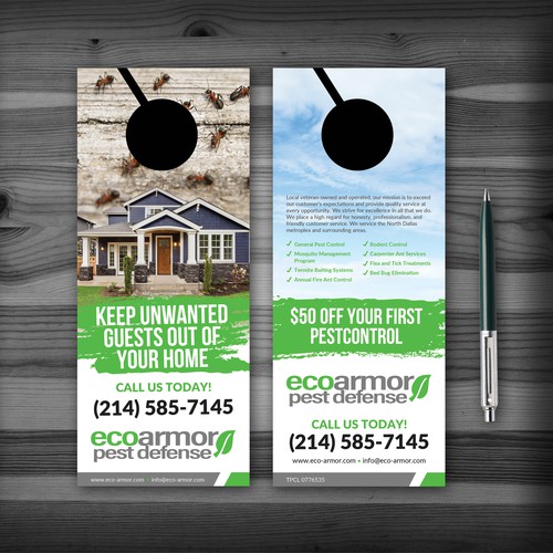 Custom door hanger flyer for pest control company | Postcard, flyer or ...